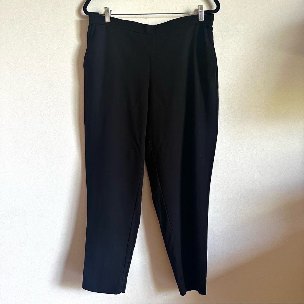Eileen Fisher Black Tencel Elastic Waist Cropped Pants Size L